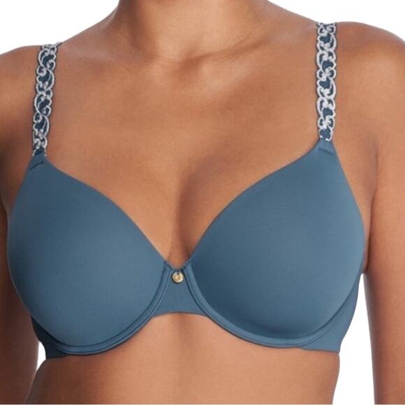 Natori Rose Dream Custom Coverage T-Shirt Bra Blue 731080 - 32G - Picture 1 of 4